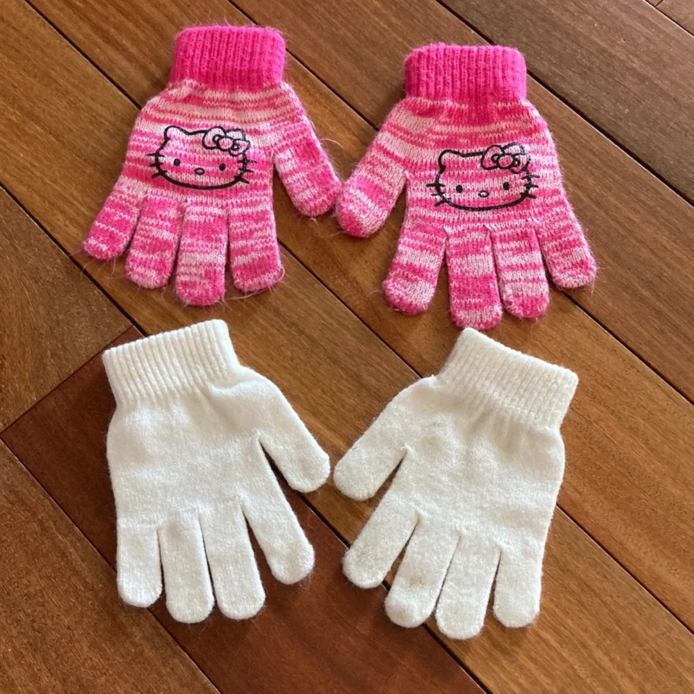 Two sets of girls gloves